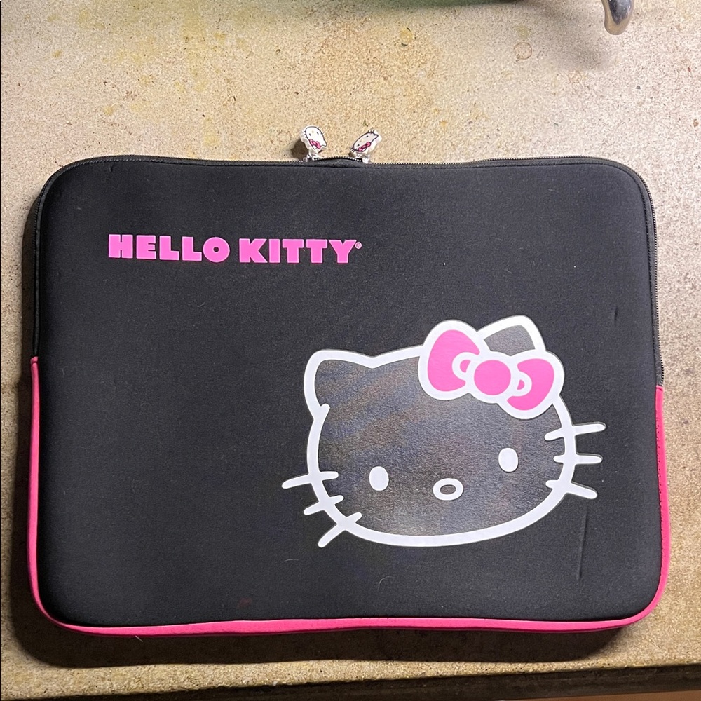 Hello Kitty Black and Pink Tablet Sleeve with Iconic Face